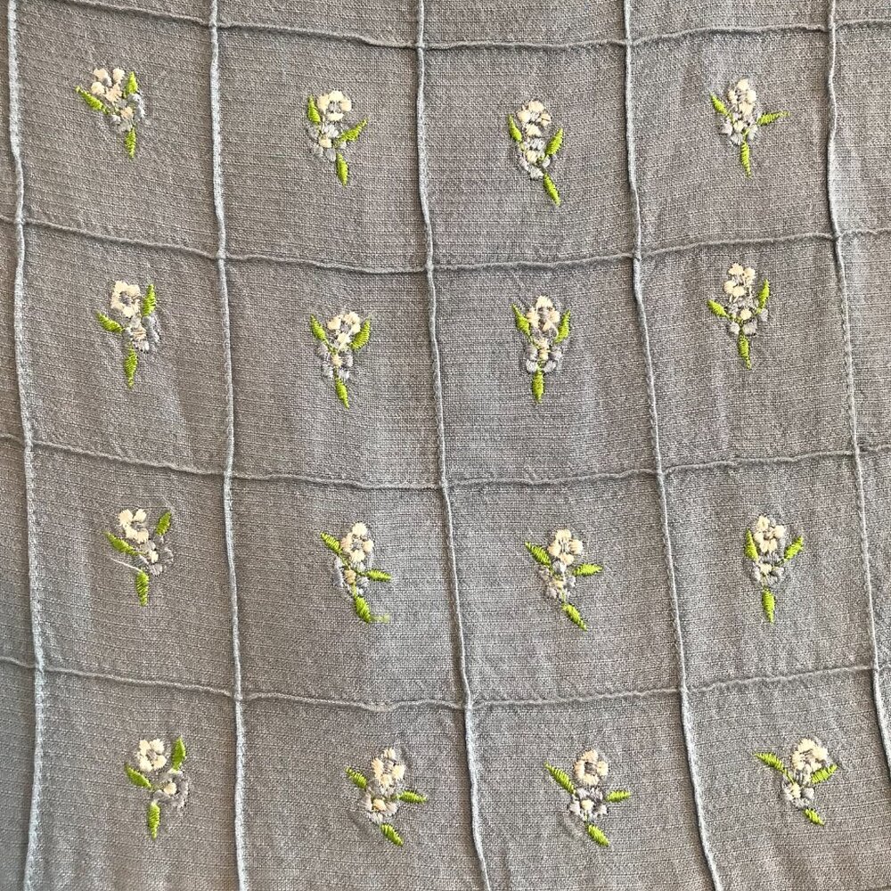 dress blue midi 6 petite zip embroidery floral cottagecore coastal teacher - Picture 7 of 12